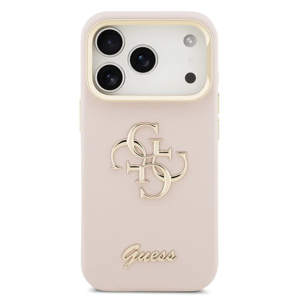 Гръб Guess PU Grained 4G Logo Stand Camera Frame Case for iPhone 17 Pro Max - Pink 3