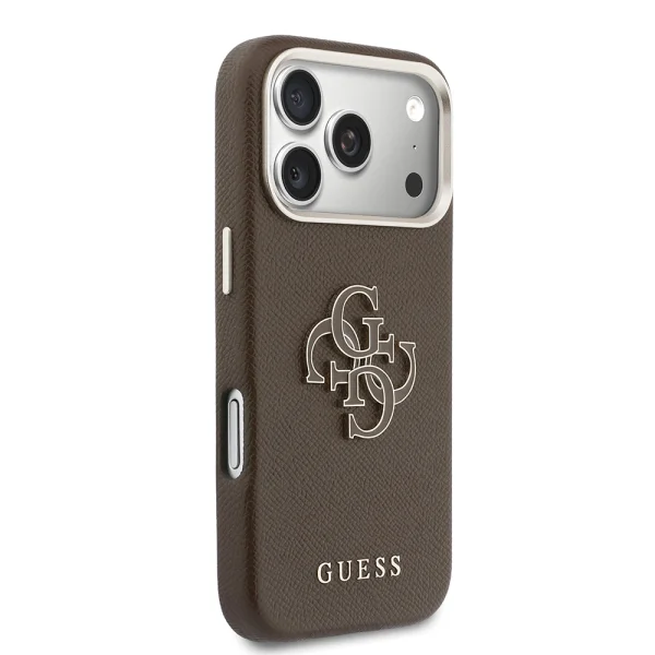 Калъф Guess PU Grained 4G Resin Metal Logo Case за iPhone 18 Pro Max, кафяв 4