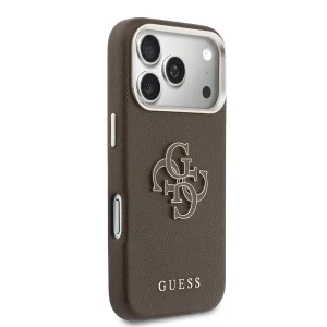 Калъф Guess PU Grained 4G Resin Metal Logo Case за iPhone 18 Pro Max, кафяв 4