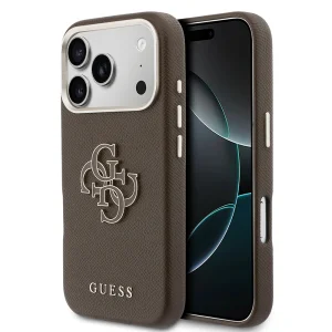 Калъф Guess PU Grained 4G Resin Metal Logo Case за iPhone 18 Pro Max, кафяв