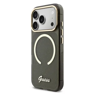 Калъф Guess IML Glitter Script Strap, съвместим с Magsafe Case за iPhone 18 Pro Max, черен 2