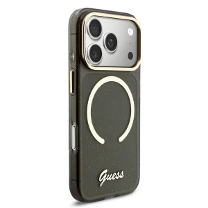 Калъф Guess IML Glitter Script Strap, съвместим с Magsafe Case за iPhone 18 Pro Max, черен 3