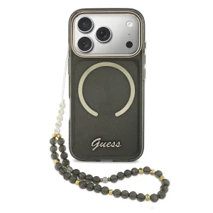 Гръб Guess IML Glitter Script Strap MagSafe Case for iPhone 17 Pro Max - Black