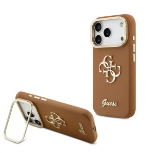 Гръб Guess PU Grained 4G Logo Stand Camera Frame Case for iPhone 17 Pro Max - Brown