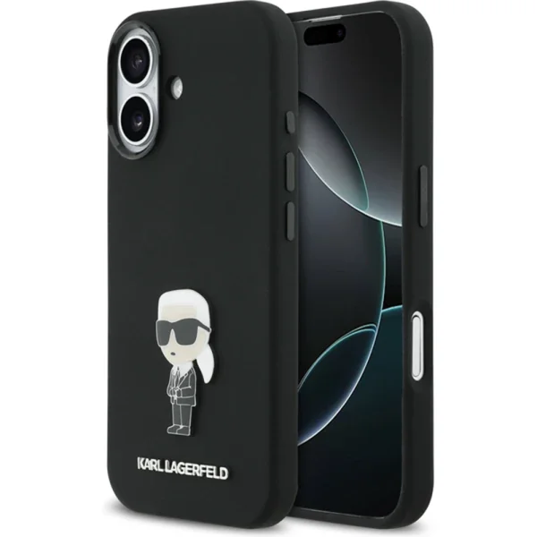 Гръб Karl Lagerfeld Liquid Silicone Metal Ikonik Case for iPhone 17 - Black 1