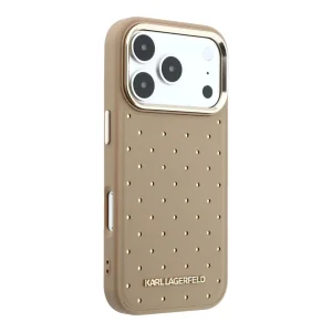 Калъф Karl Lagerfeld PU Perforated Gold Dots, съвместим с Magsafe Case за iPhone 18 Pro, бежов 4