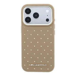 Калъф Karl Lagerfeld PU Perforated Gold Dots, съвместим с Magsafe Case за iPhone 18 Pro, бежов 3