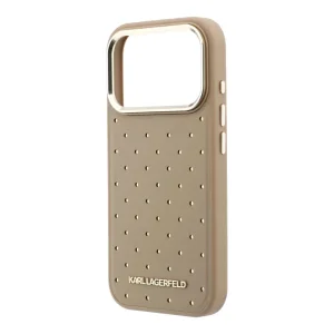 Калъф Karl Lagerfeld PU Perforated Gold Dots, съвместим с Magsafe Case за iPhone 18 Pro, бежов 5