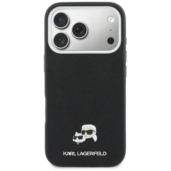 Калъф Karl Lagerfeld PU Karl and Choupette Heads Pins, съвместим с Magsafe Case за iPhone 18 Pro, черен 3