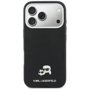 Калъф Karl Lagerfeld PU Karl and Choupette Heads Pins, съвместим с Magsafe Case за iPhone 18 Pro, черен 3