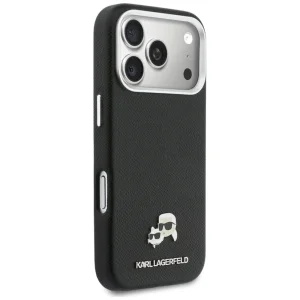 Калъф Karl Lagerfeld PU Karl and Choupette Heads Pins, съвместим с Magsafe Case за iPhone 18 Pro, черен 5