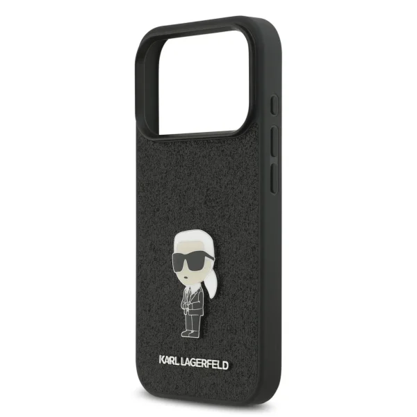 Калъф Karl Lagerfeld Fixed Glitter Metal Ikonik Case за iPhone 18 Pro, черен 5