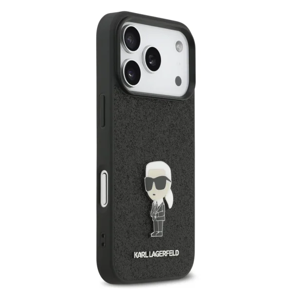 Калъф Karl Lagerfeld Fixed Glitter Metal Ikonik Case за iPhone 18 Pro, черен 4