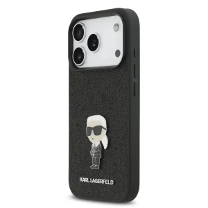 Калъф Karl Lagerfeld Fixed Glitter Metal Ikonik Case за iPhone 18 Pro, черен 3