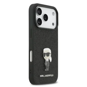 Калъф Karl Lagerfeld Fixed Glitter Metal Ikonik Case за iPhone 18 Pro, черен 4