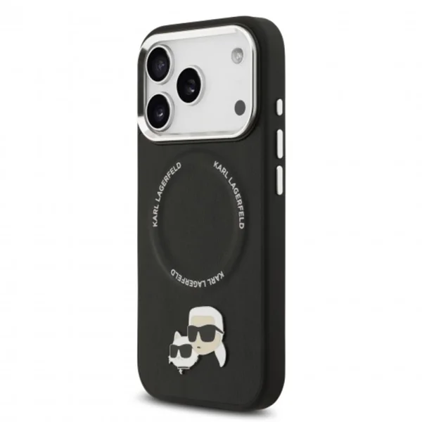 Калъф Karl Lagerfeld PU Heads Pins, съвместим с Magsafe Case за iPhone 18 Pro, черен 2