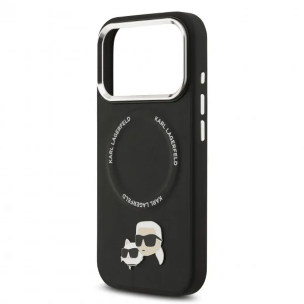 Калъф Karl Lagerfeld PU Heads Pins, съвместим с Magsafe Case за iPhone 18 Pro, черен 6