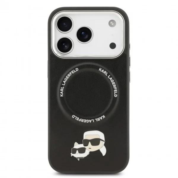 Калъф Karl Lagerfeld PU Heads Pins, съвместим с Magsafe Case за iPhone 18 Pro, черен 3