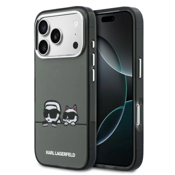 Калъф Karl Lagerfeld IML Heads Logo, съвместим с MagSafe Case за iPhone 18 Pro Max, черен 1