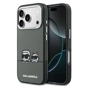 Калъф Karl Lagerfeld IML Heads Logo, съвместим с MagSafe Case за iPhone 18 Pro Max, черен