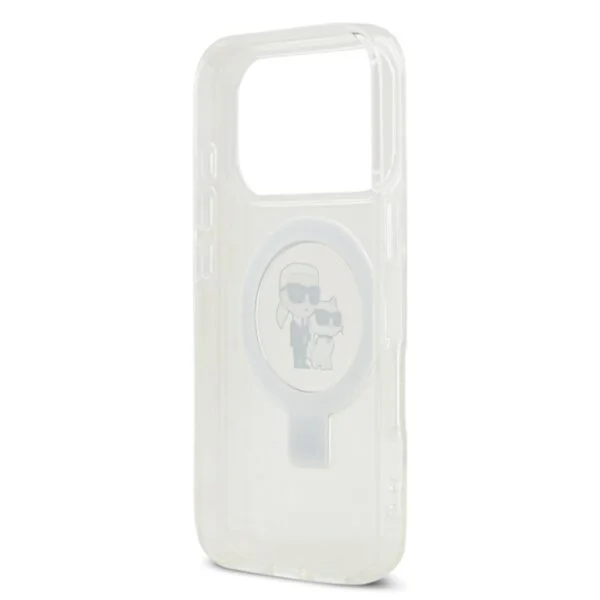 Калъф Karl Lagerfeld Ringstand Karl and Choupette, съвместим с MagSafe Case за iPhone 18 Pro Max, бял 6