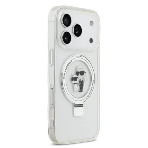 Калъф Karl Lagerfeld Ringstand Karl and Choupette, съвместим с MagSafe Case за iPhone 18 Pro Max, бял 4