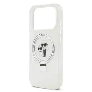 Калъф Karl Lagerfeld Ringstand Karl and Choupette, съвместим с MagSafe Case за iPhone 18 Pro Max, бял 5