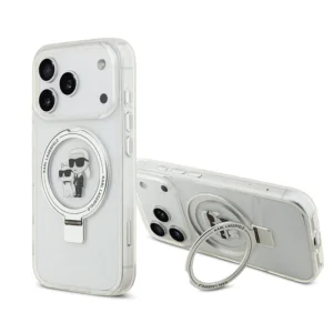 Гръб Karl Lagerfeld Ringstand Karl and Choupette MagSafe Case for iPhone 17 Pro Max - White