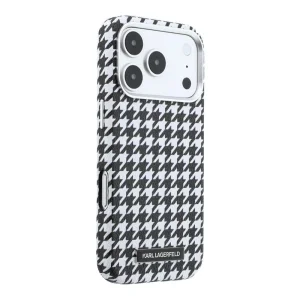 Калъф Karl Lagerfeld PU Houndstooth Resin Plate, съвместим с MagSafe Case за iPhone 18 Pro Max, черен 3