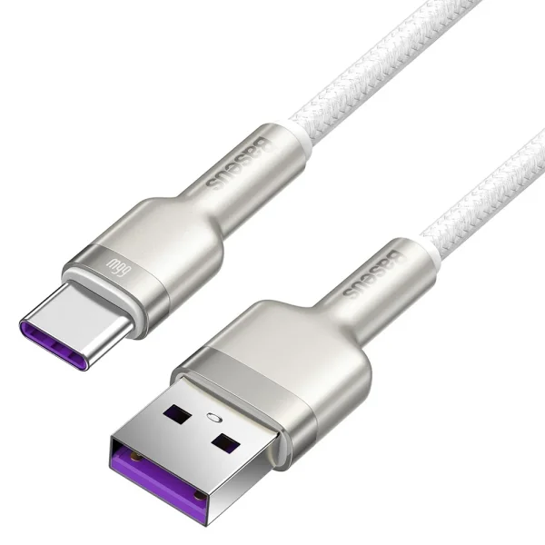 Cable Baseus Cafule Metal Series,USB-A - USB-C ,66W, 1m, white 2