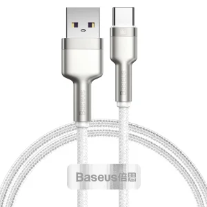 Кабел Baseus Cafule Metal Series,USB-A - USB-C ,66W, 1m, бял