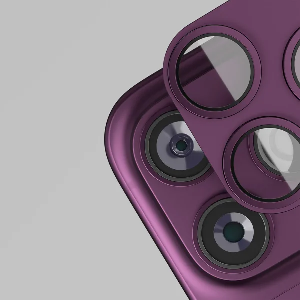 Стъклен Протектор за камера Etteri за iPhone 18 Pro, тъмночервен 3