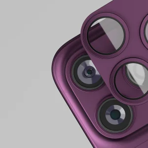 Стъклен Протектор за камера Etteri за iPhone 18 Pro, тъмночервен 3