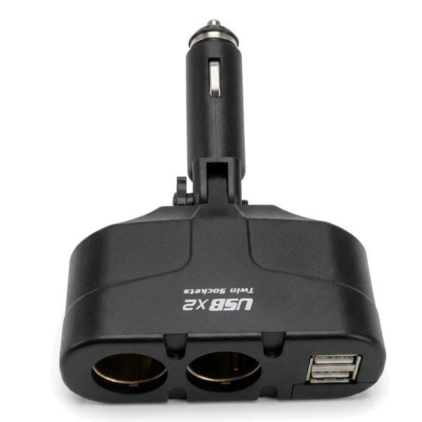 Разклонител за запалка за кола WF-0668 2 гн.+2xUSB12-24V, черен 1