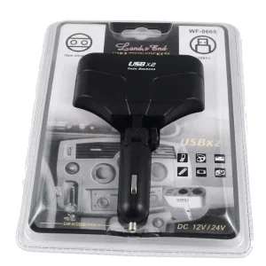 Разклонител за запалка за кола WF-0668 2 гн.+2xUSB12-24V, черен 3