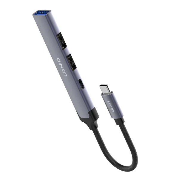 Хъб USB HUB LDNIO DS34C 4в1 USB-C към 3xUSB 1xUSB-C 5GB/ps, сив 5