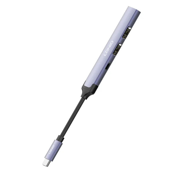 Хъб USB HUB LDNIO DS34C 4в1 USB-C към 3xUSB 1xUSB-C 5GB/ps, сив 4