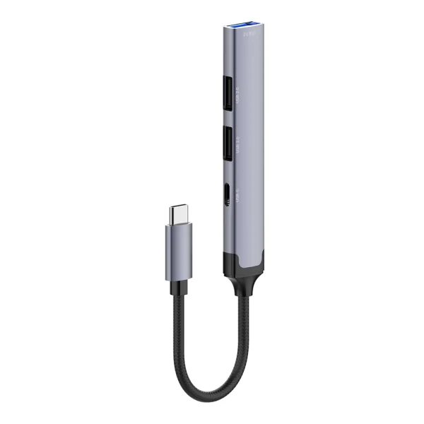 Хъб USB HUB LDNIO DS34C 4в1 USB-C към 3xUSB 1xUSB-C 5GB/ps, сив 3