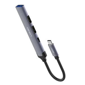 Хъб USB HUB LDNIO DS34C 4в1 USB-C към 3xUSB 1xUSB-C 5GB/ps, сив 5